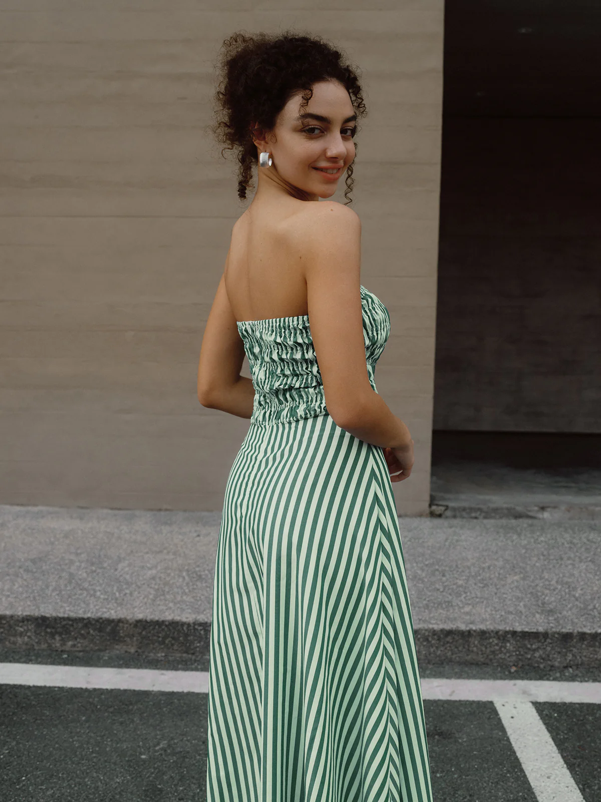 Striped Tube Long Dress - Image 5