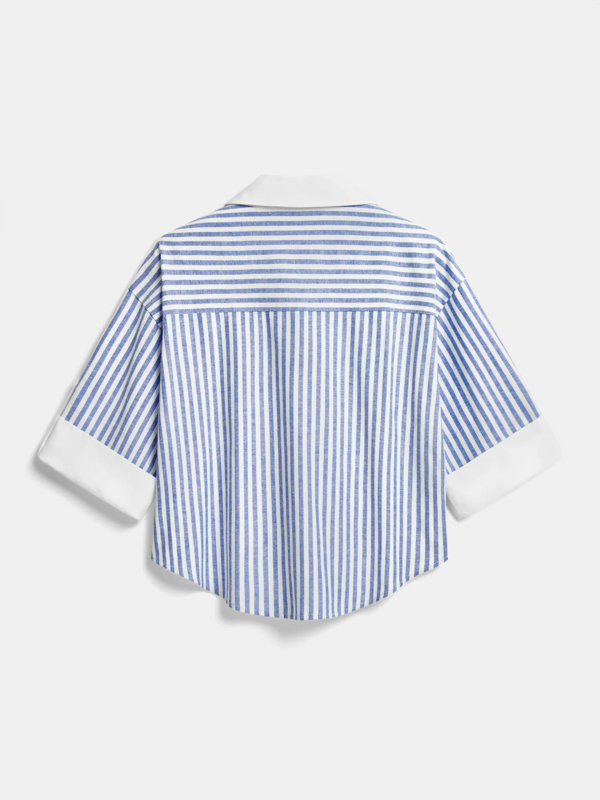 Striped Twisted Short Sleeve Cropped Shirt - Image 2