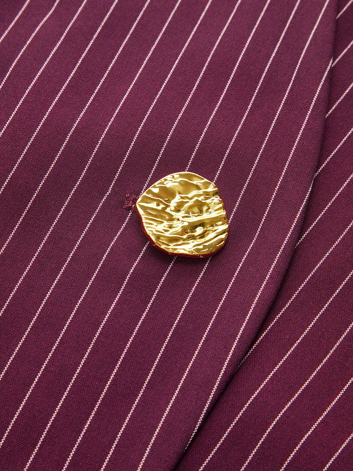 Striped V-Neck Blouse with Metal Button - Image 4