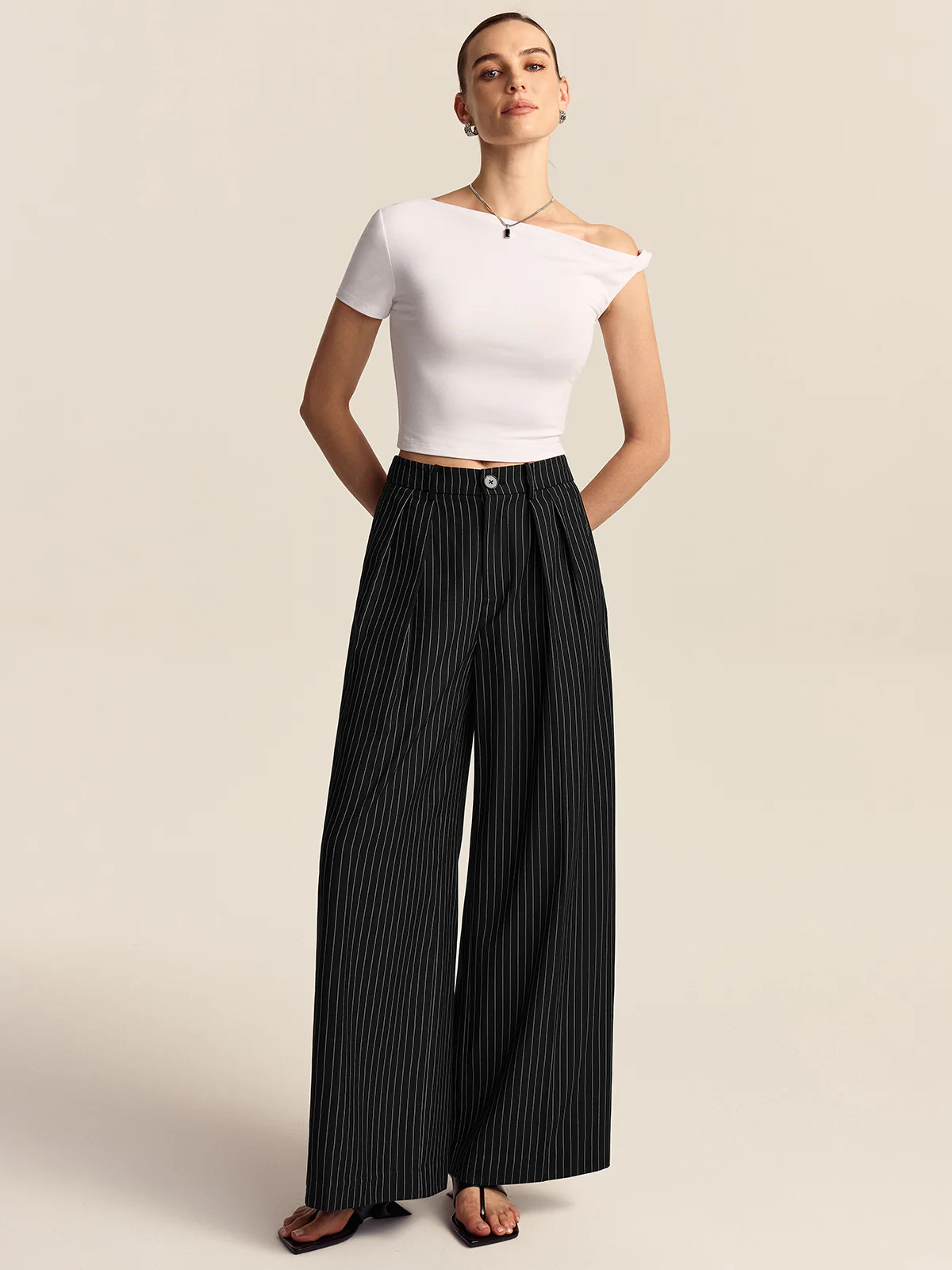 Striped Wide-Leg Pants - Image 3