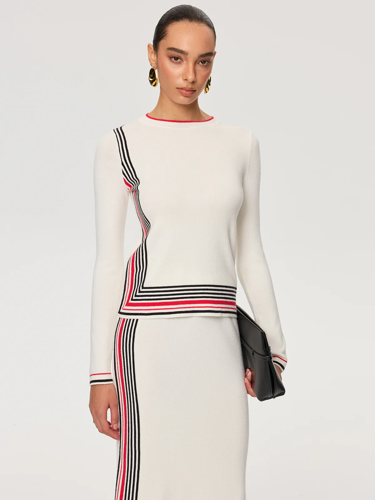 Striped Wool-Blend Knit Top