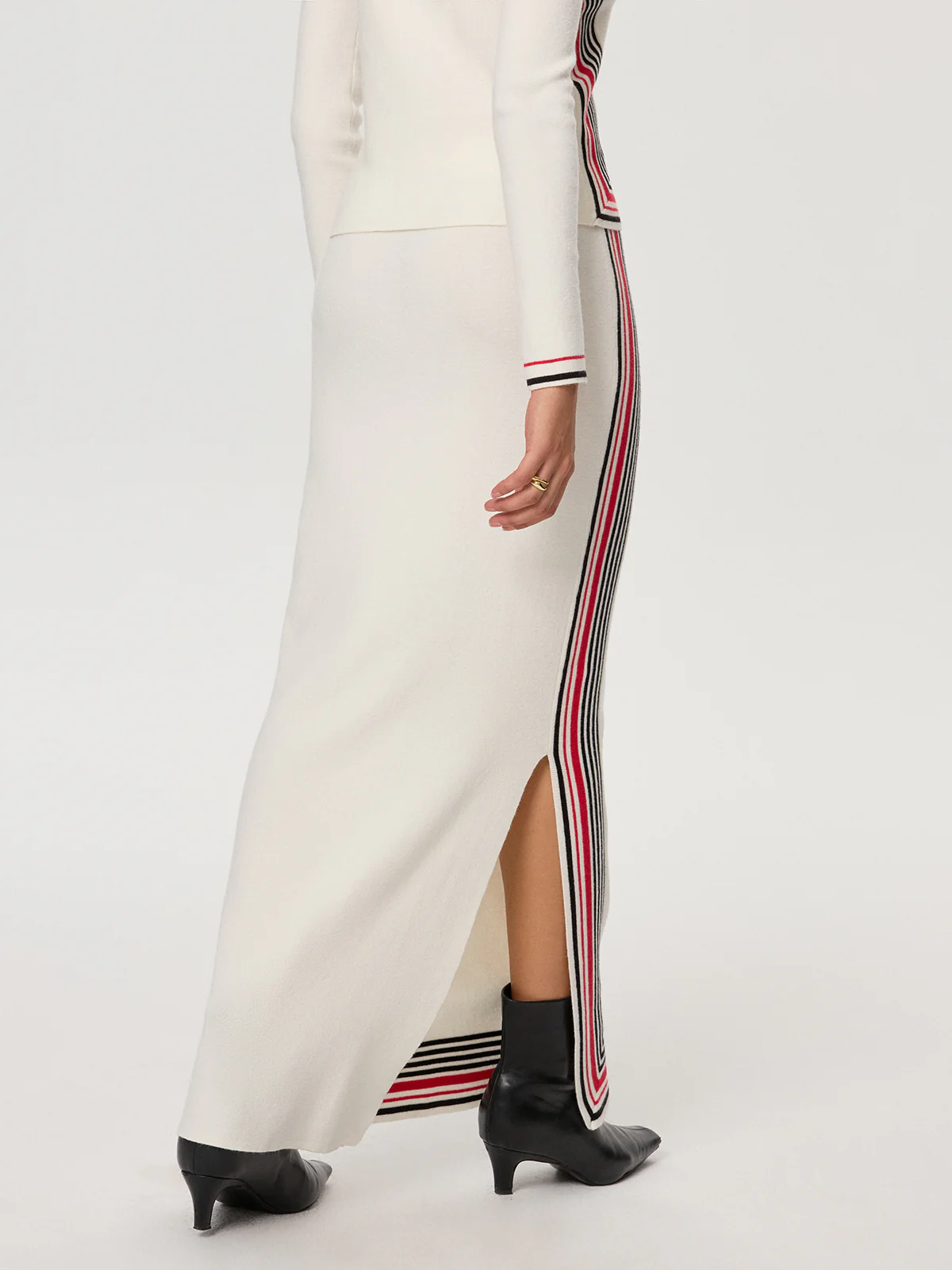 Striped Wool-Blend Slit Maxi Skirt - Image 7