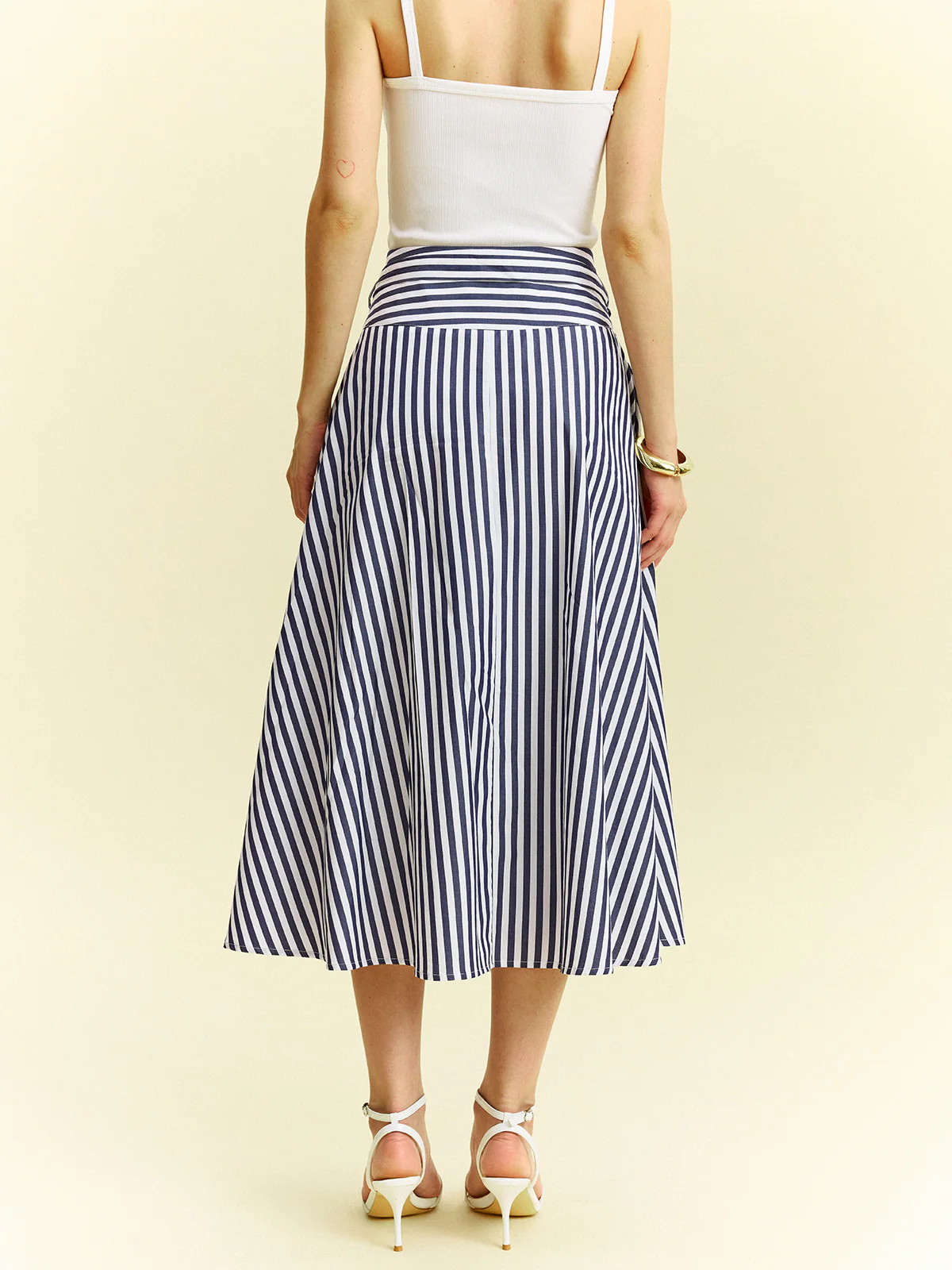 Striped Wrap-Around Midi Skirt - Image 3