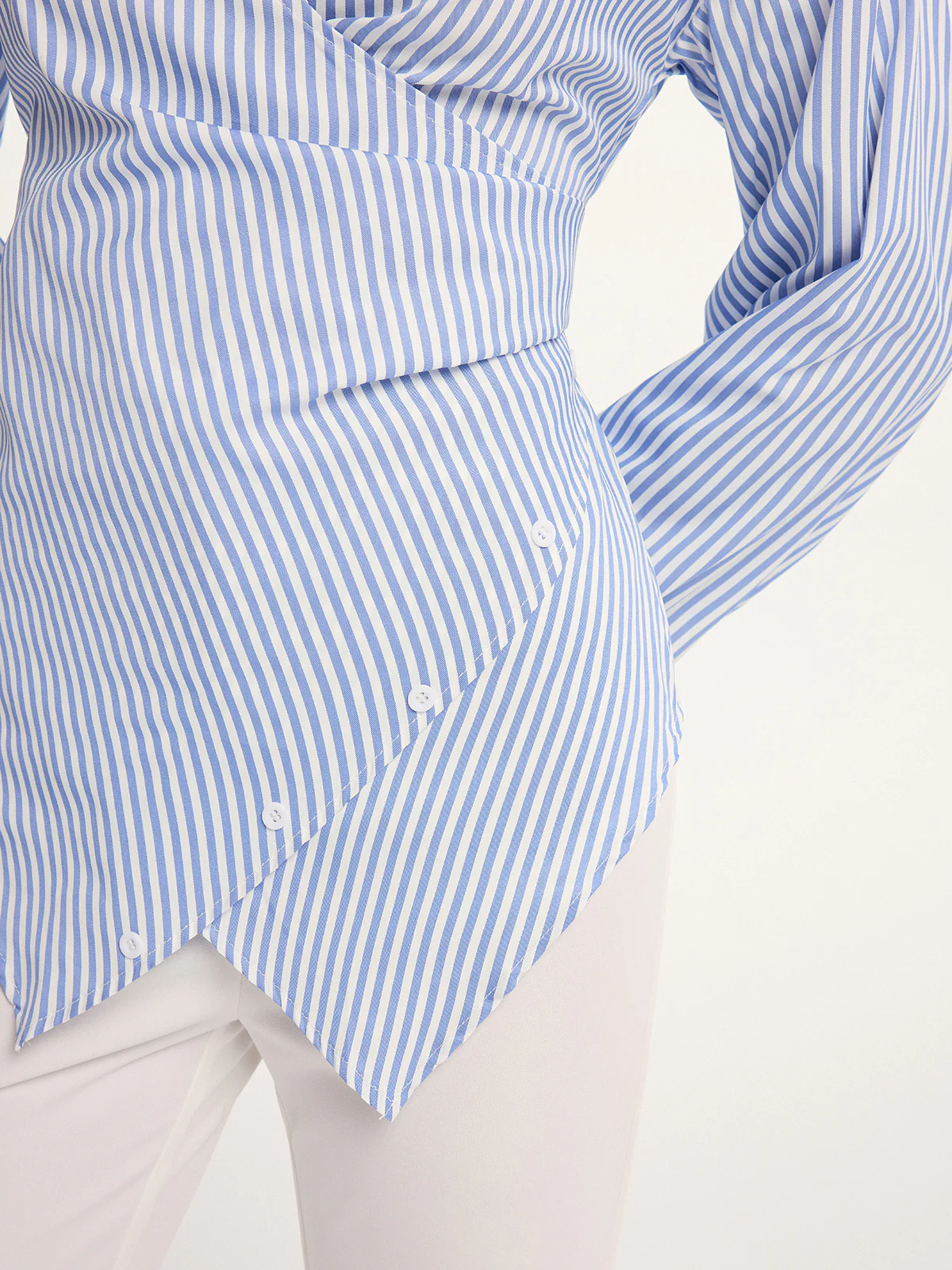 Striped Wrap Back Tie Shirt - Image 6