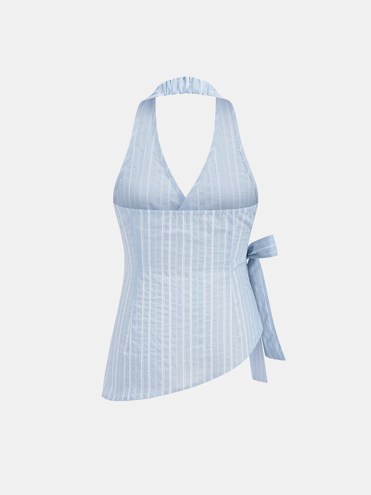 Striped Wrap Halter Tie-Waist Top - Image 3