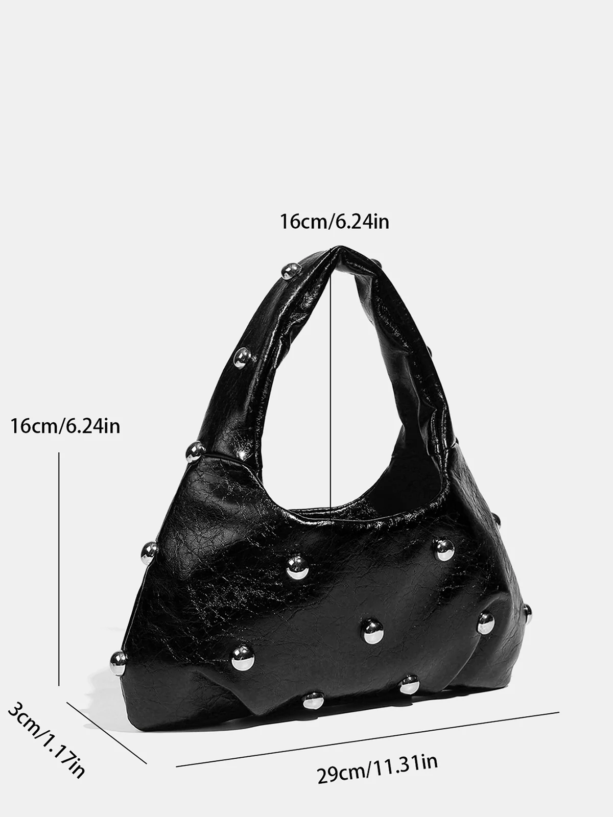 Studded Ruched Shoulder Bag - Image 2