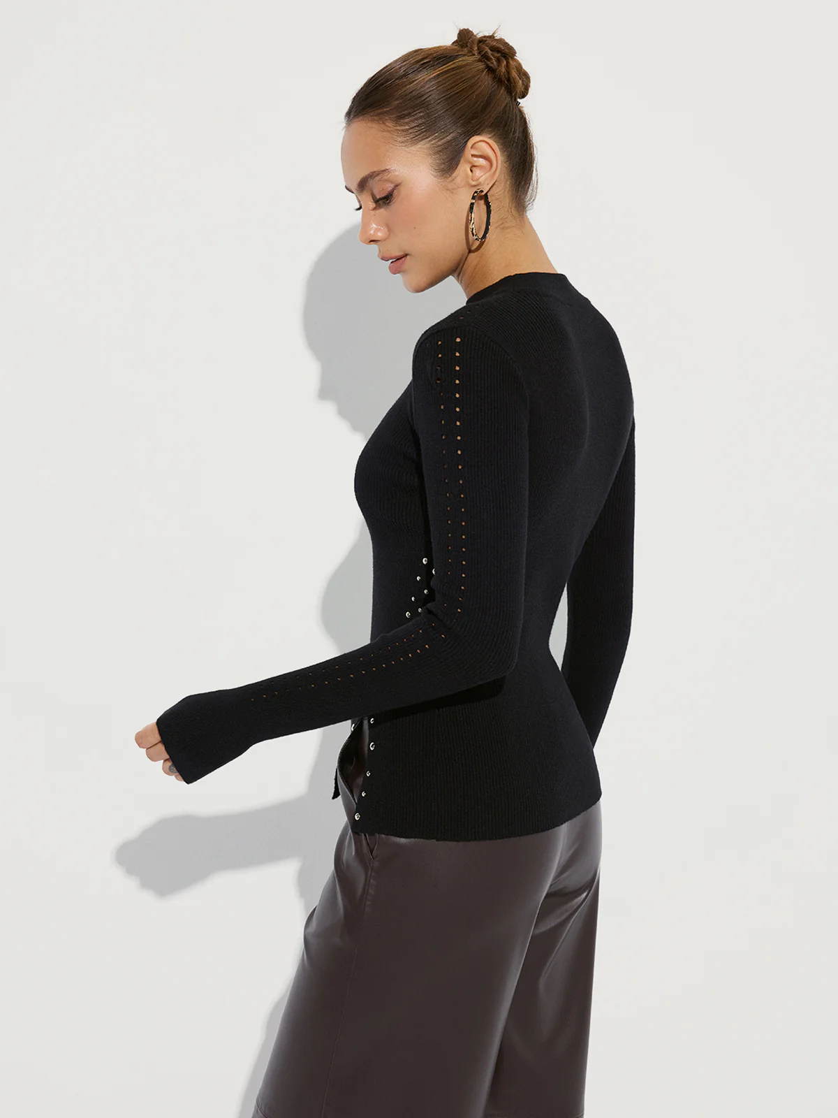 Studded Side Slit Knit Sweater - Image 5