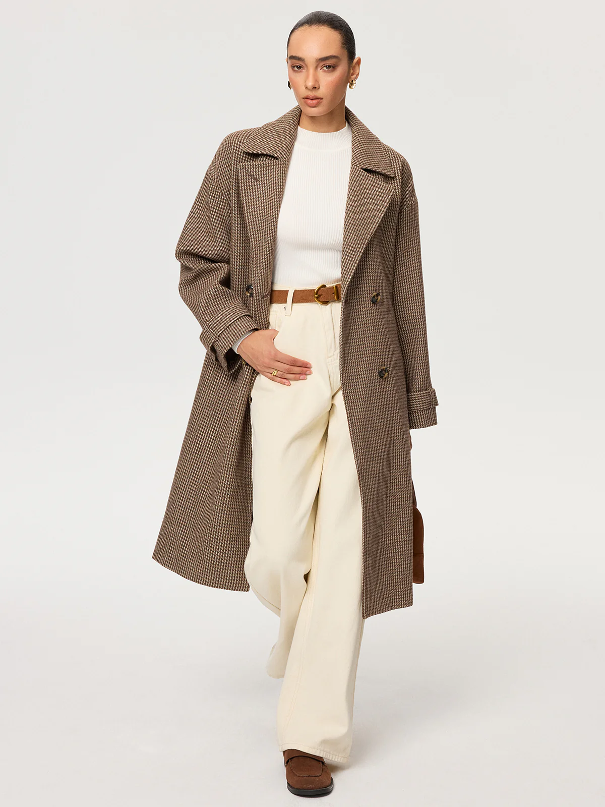 Subtle Checkered Double Breated Coat - Image 2