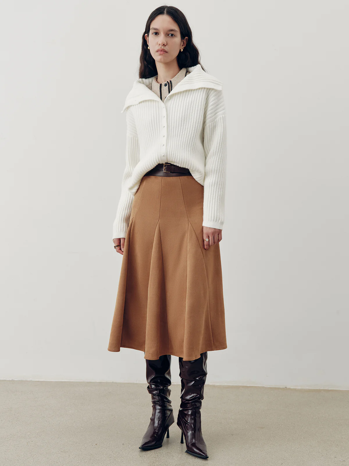 Suede Effect A-Line Maxi Skirt - Image 2