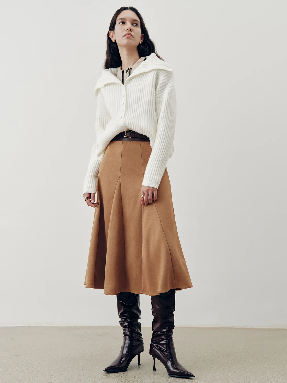 Suede Effect A-Line Maxi Skirt - Image 7