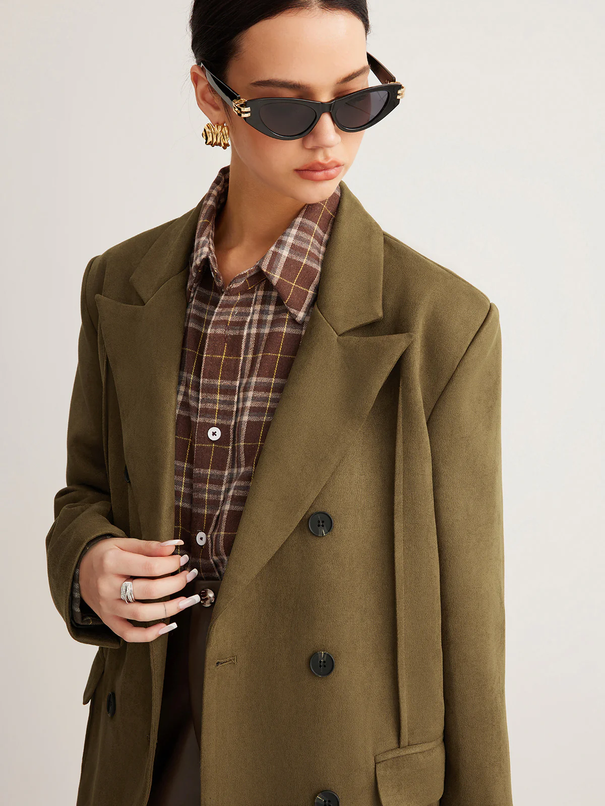 Suede Effect Back-Slit Blazer - Image 4