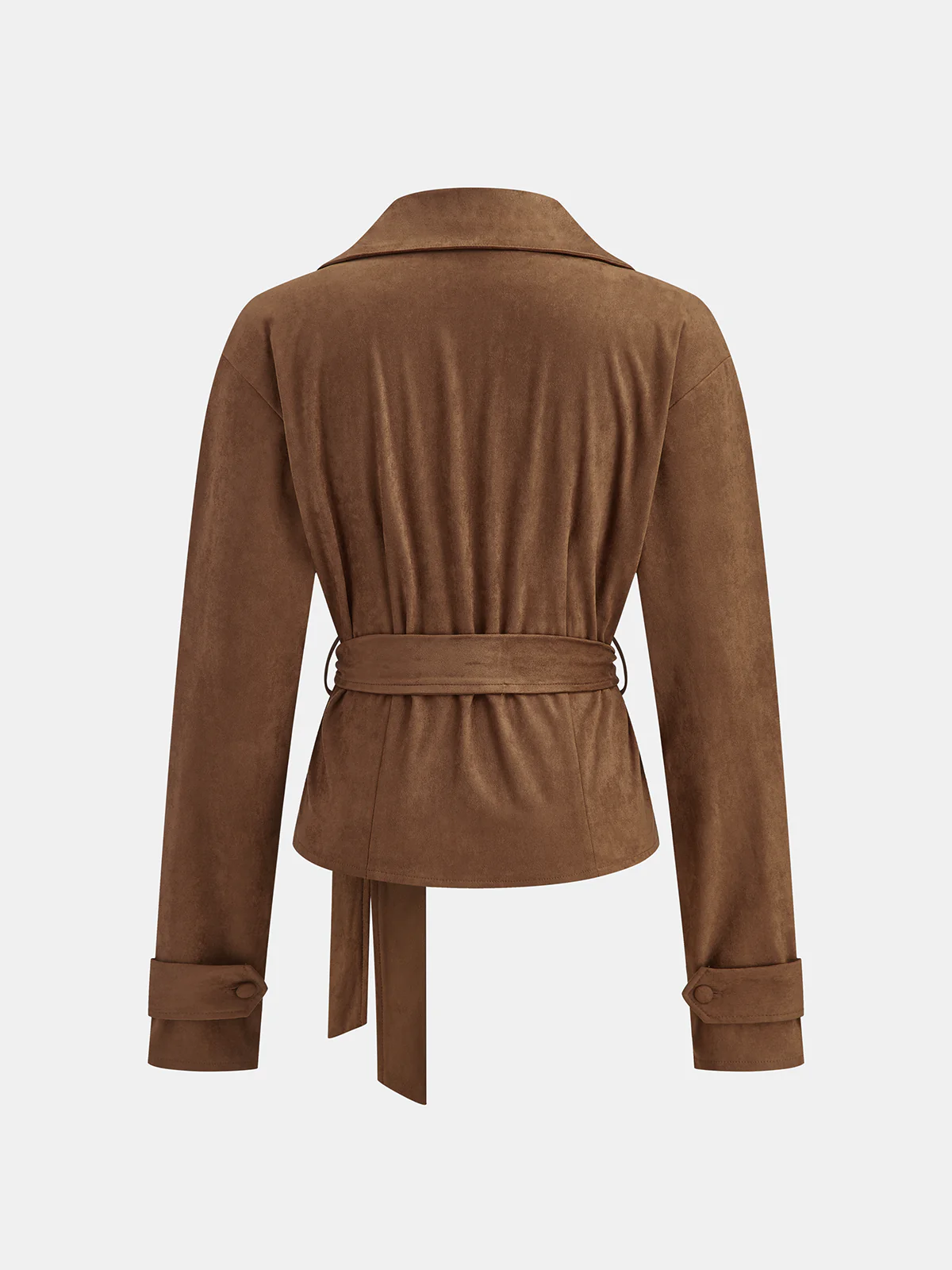 Suede Effect Belted Lapel Jacket - Image 2