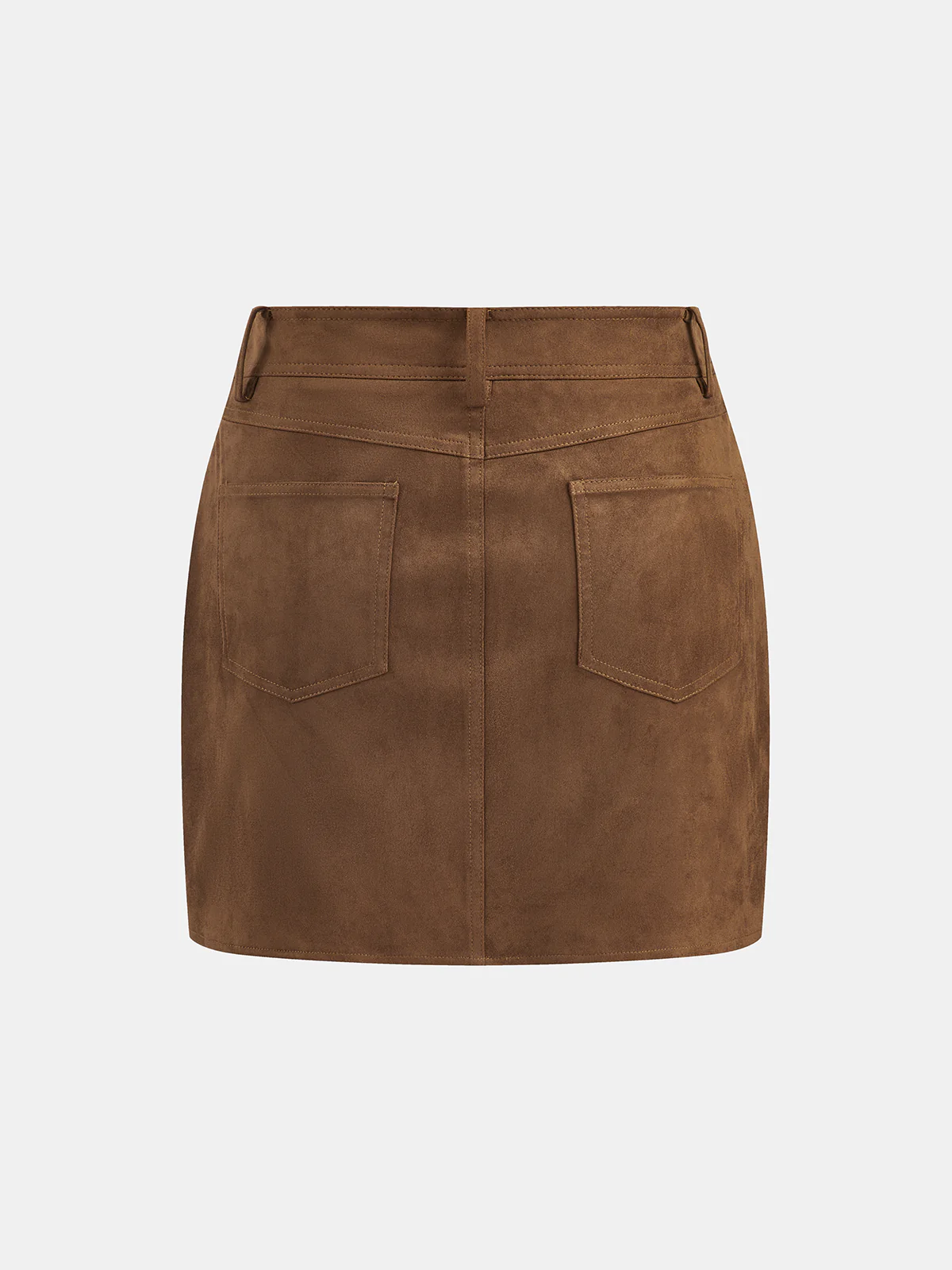 Suede Effect Asymmetric Mini Skirt - Image 2