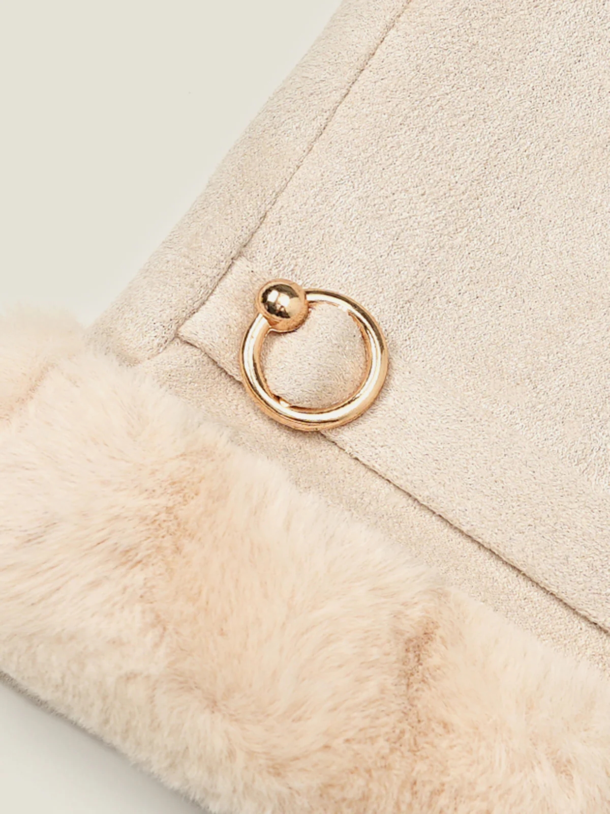 Suede Effect Faux Fur Cuff Gloves - Image 3