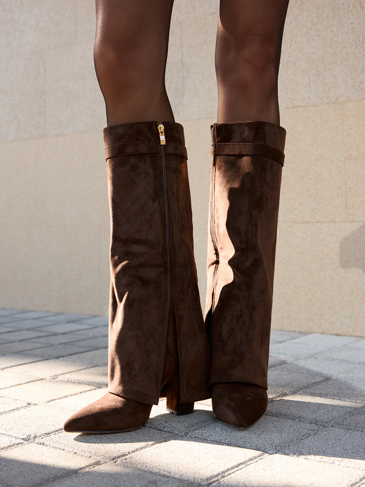 Suede Effect Knee-High Boots - Image 3