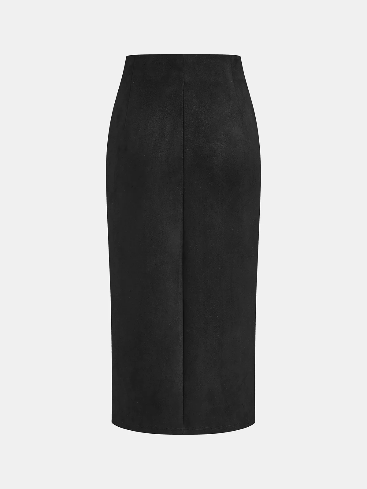 Suede Effect Lace-Slit Midi Skirt - Image 2
