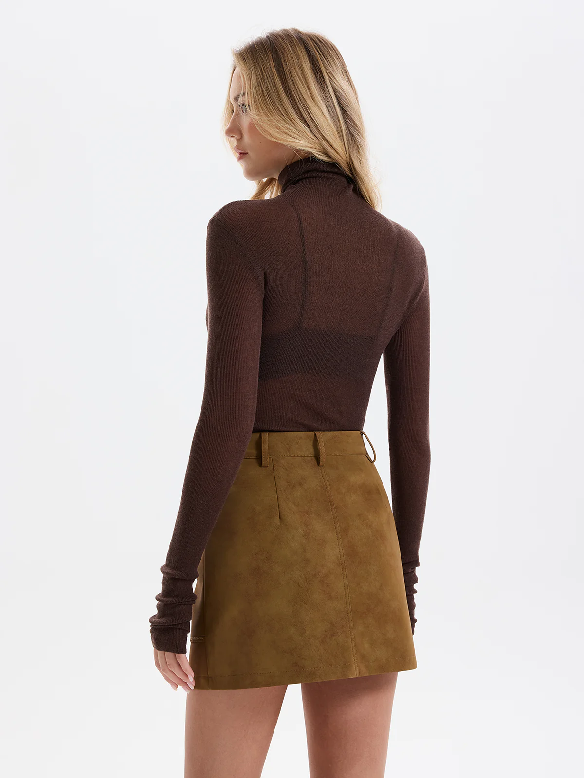 Suede Effect Mini Skirt without Belt - Image 6
