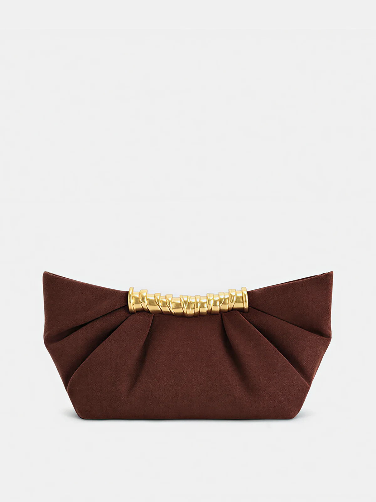 Suede Effect Pleated Clutch Bag - Image 3