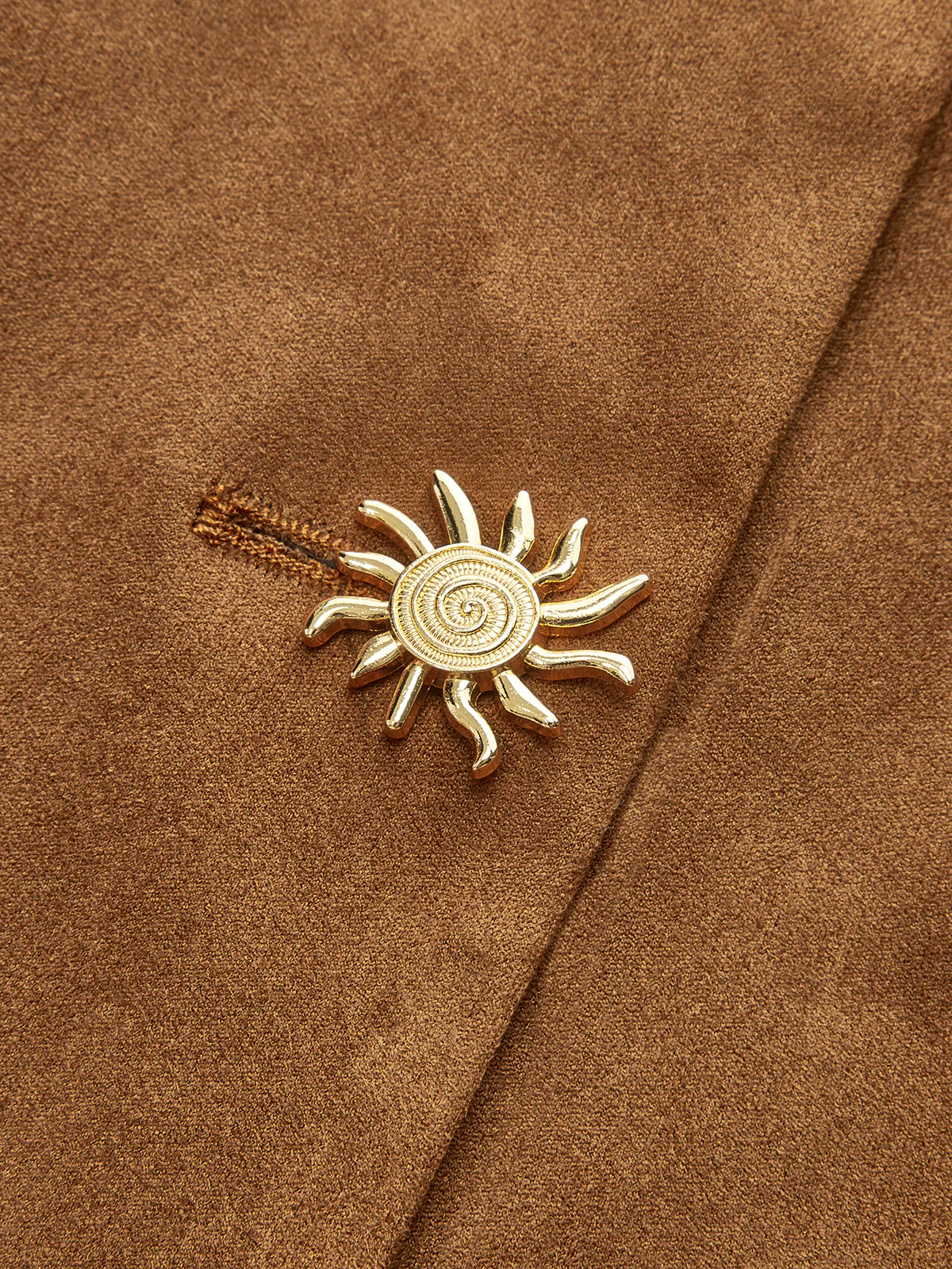 Suede Effect Fitted Metal Button Jacket - Image 8