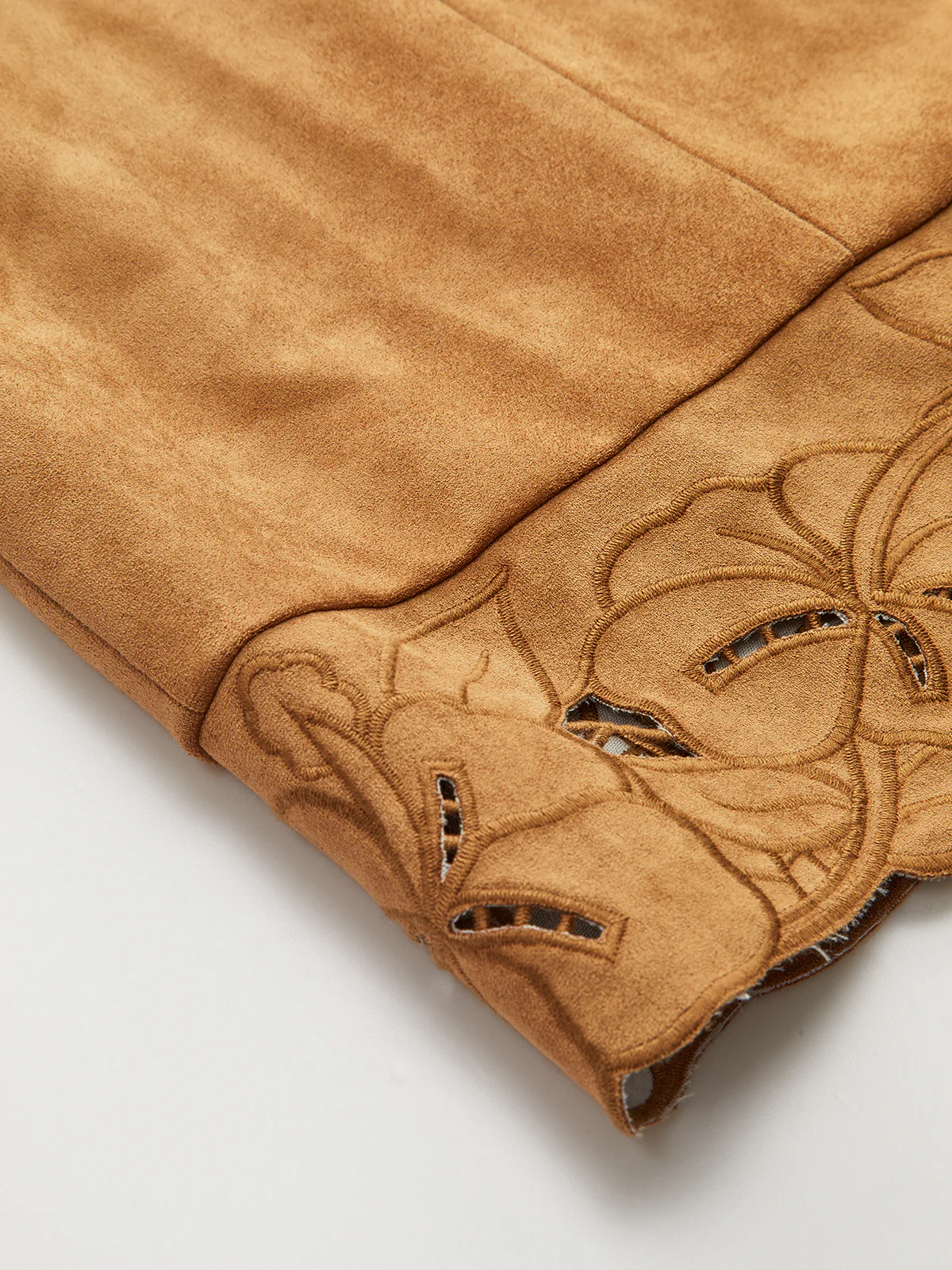 Suede Effect Floral Embroidered Sleeveless Mini Dress - Image 9