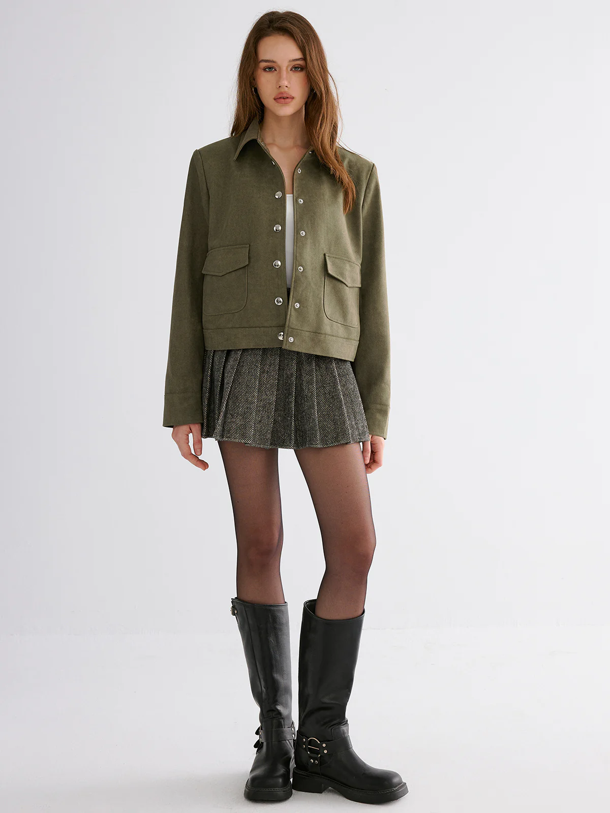 Suede Effect Lapel Button Jacket - Image 3