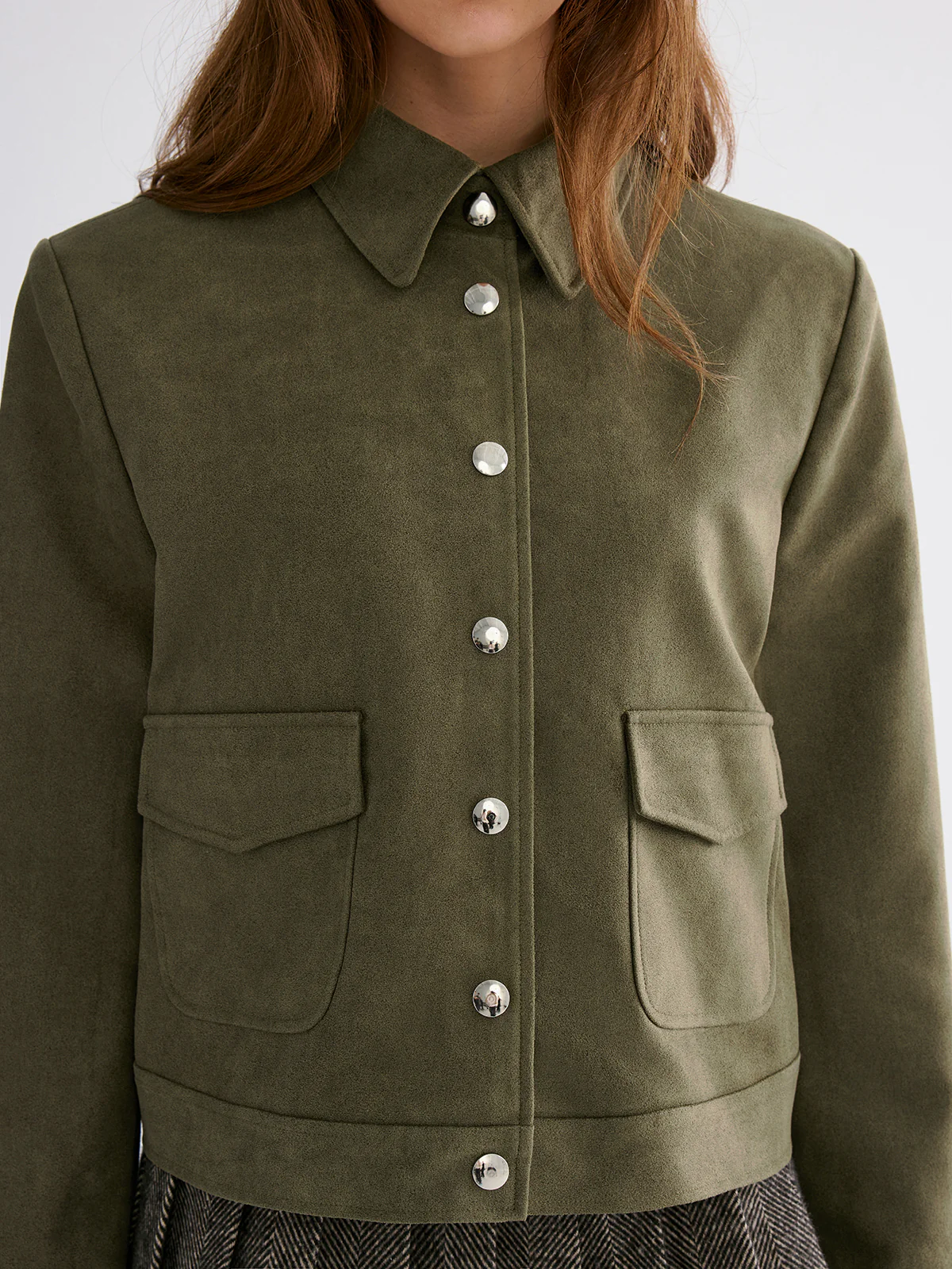 Suede Effect Lapel Button Jacket - Image 5