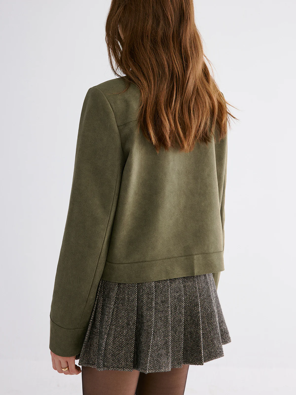 Suede Effect Lapel Button Jacket - Image 6