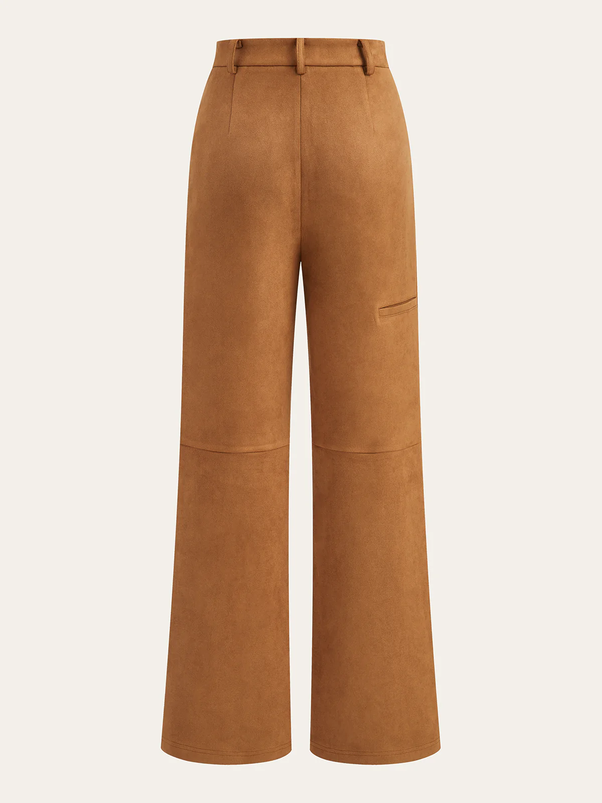 Suede Effect Mid-Waist Paneled Pants - Image 3