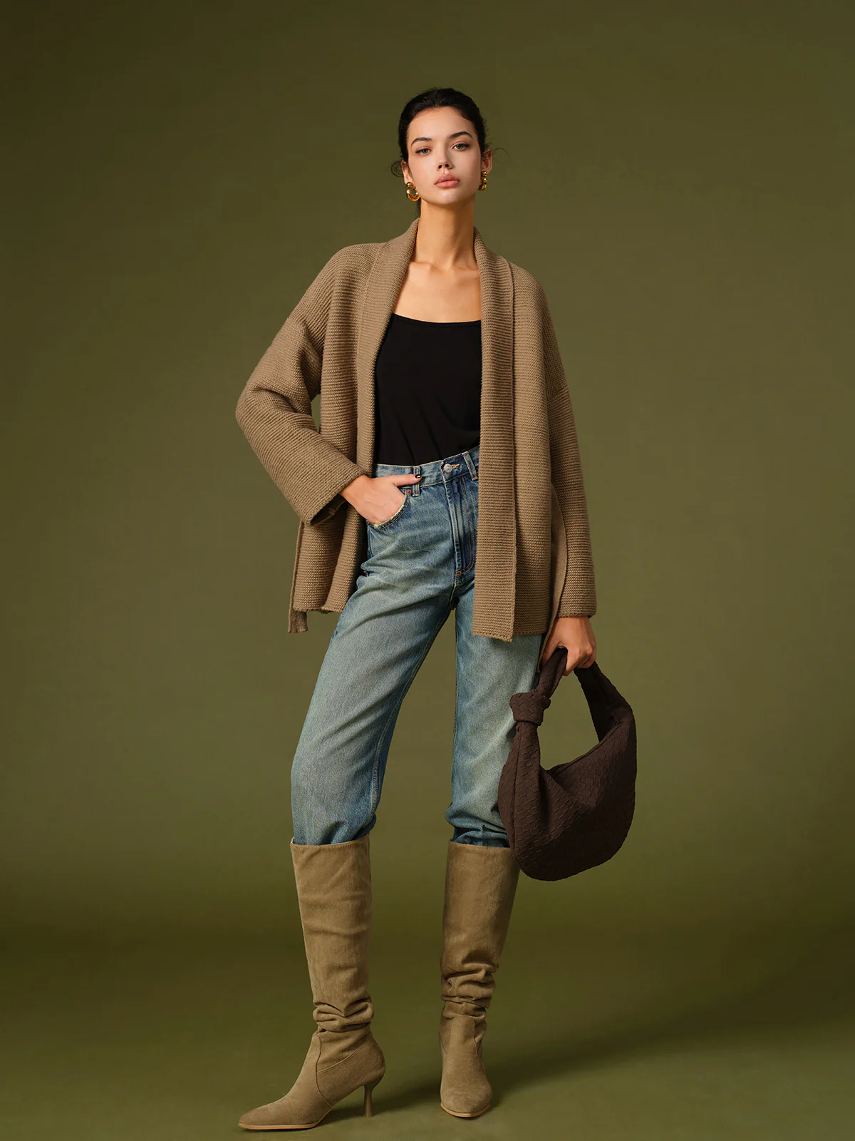 Suede Ruched Knee-High Boots - Image 5