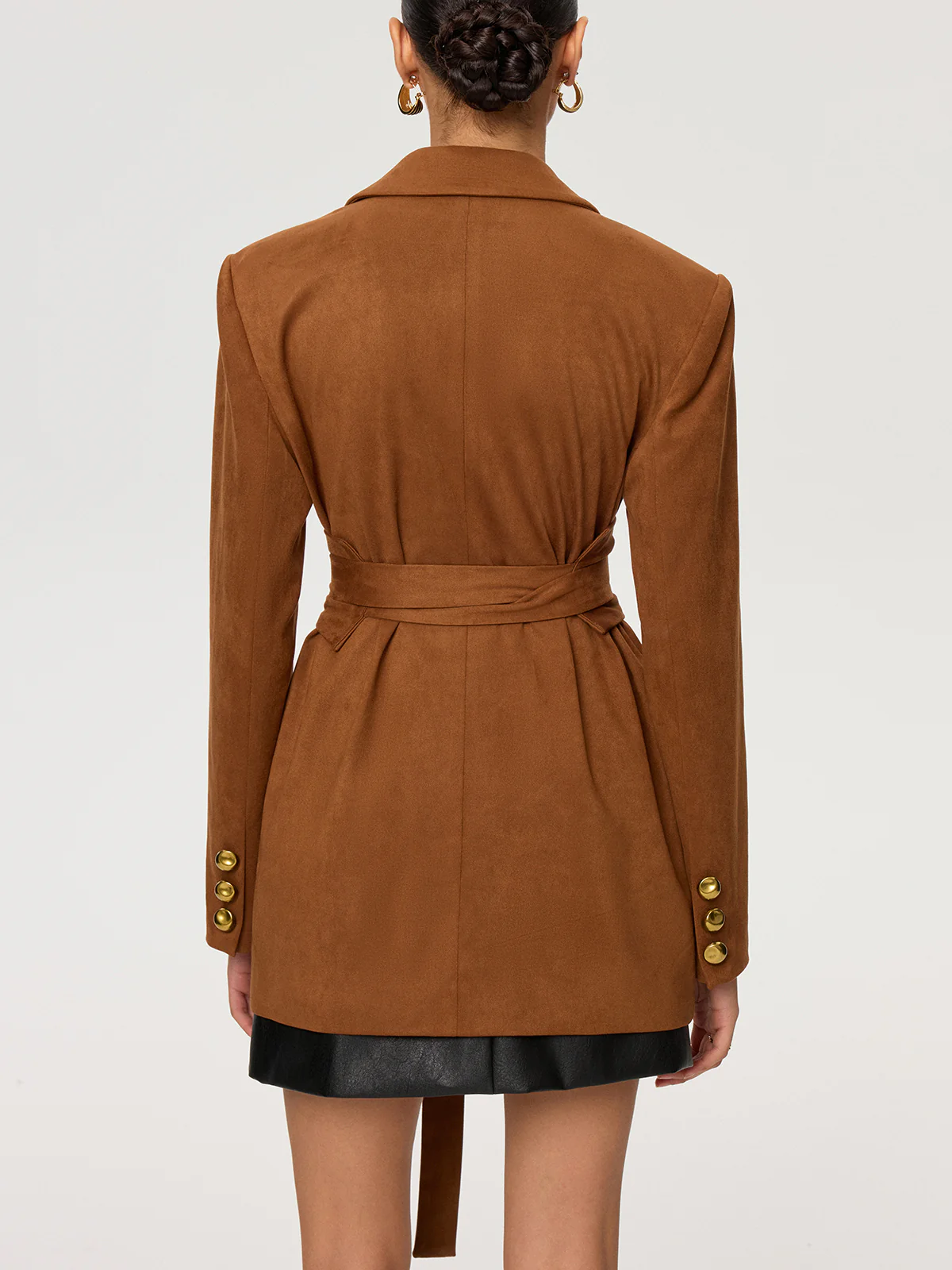 Suede Effect Tie-Waist Blazer - Image 6