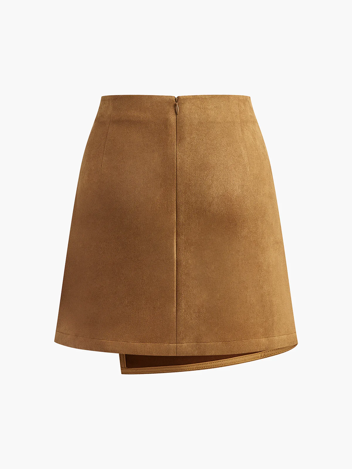 Suede Effect Zipper Wrap Skirt - Image 7