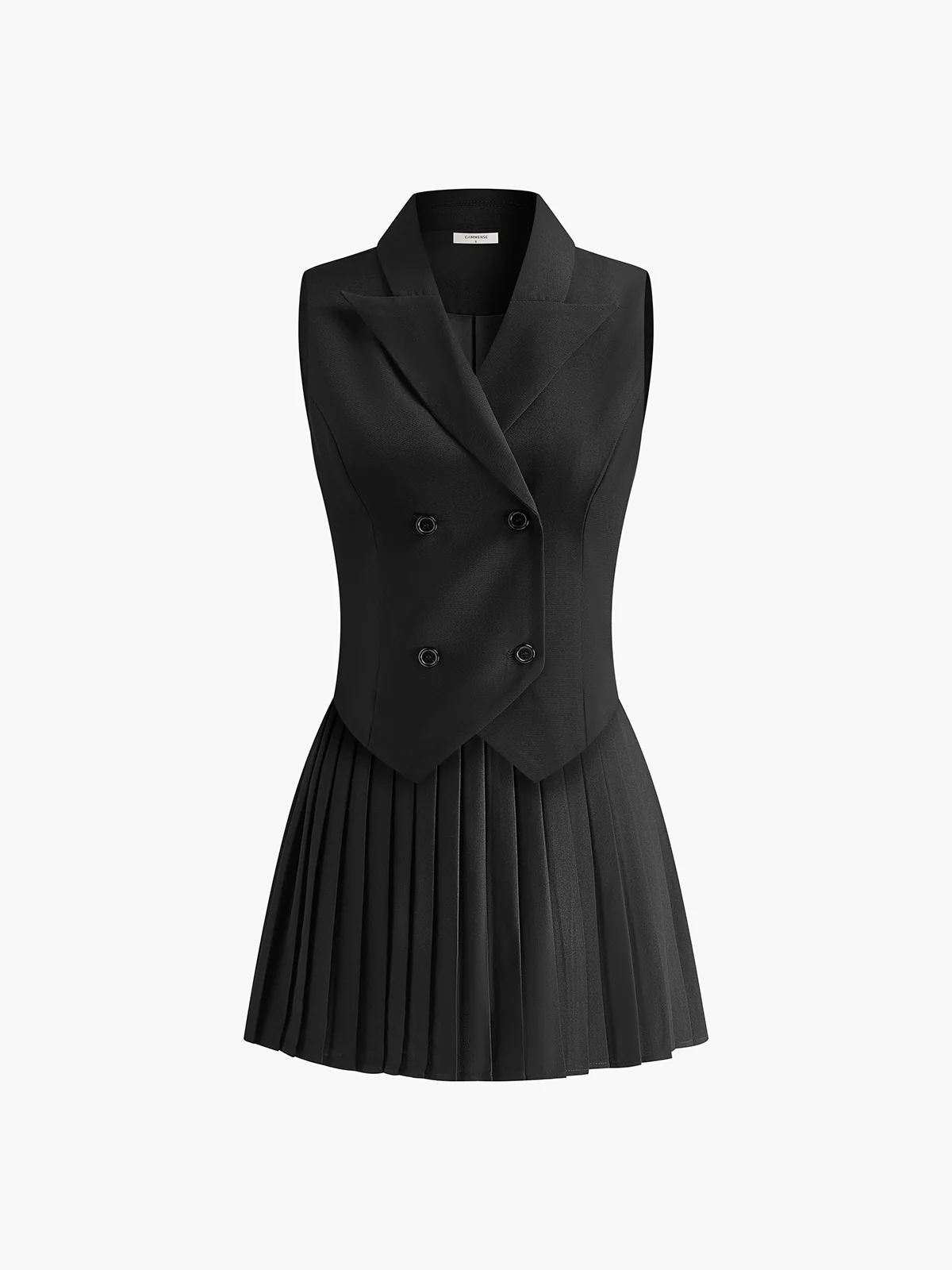 Suit Waistcoat With Pleated Mini Skirt Set - Image 5