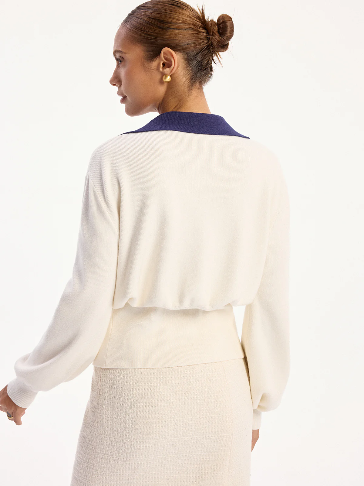 Sunburst Detail Contrast Trim Knit Cardigan - Image 5