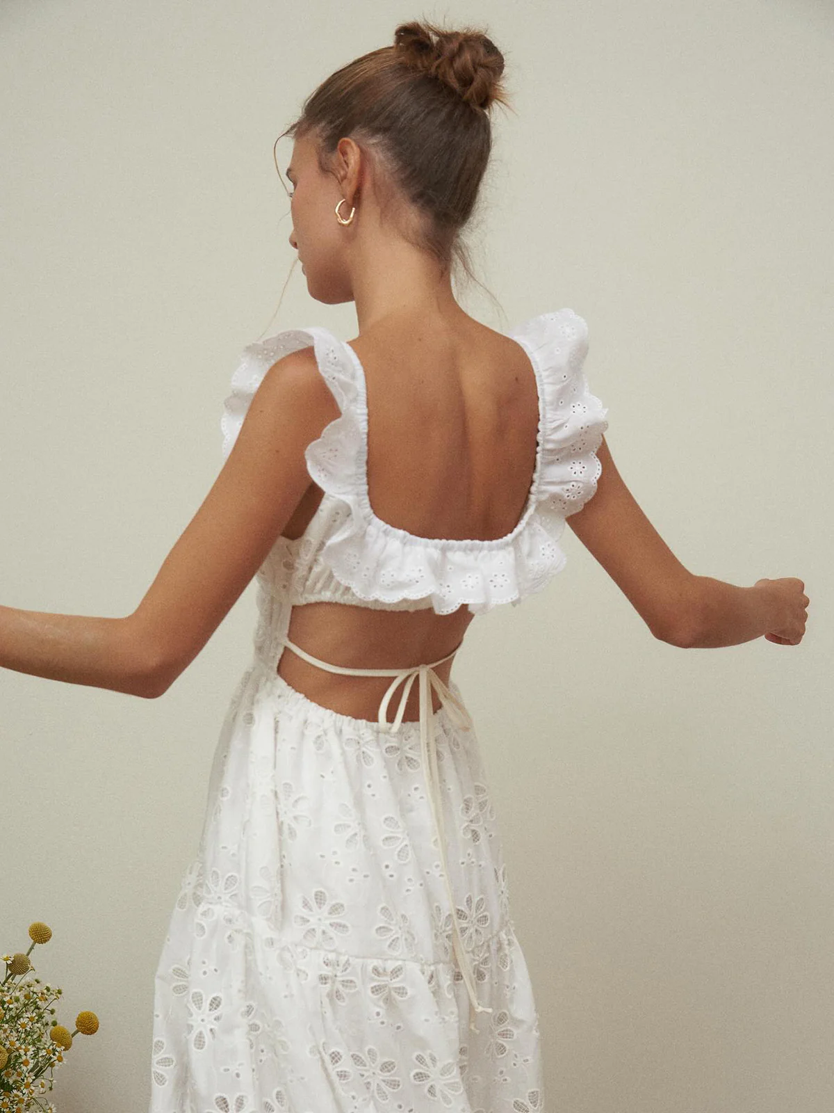 Sundrenched Cotton Eyelet Embroidered Long Dress - Image 2
