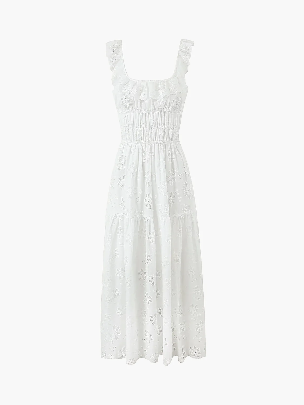 Sundrenched Cotton Eyelet Embroidered Long Dress - Image 4
