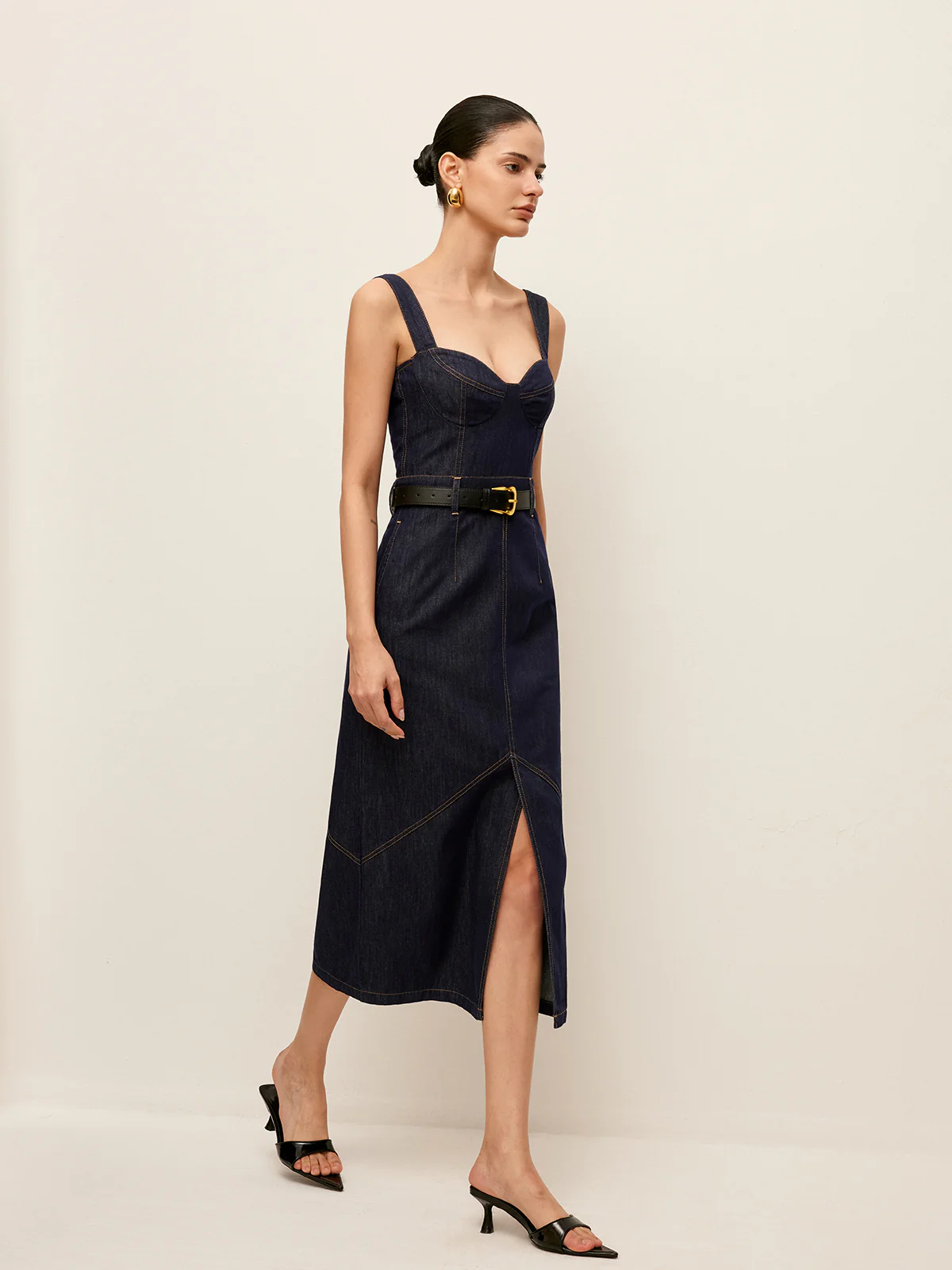 Sweetheart Denim Dress Without Belt - Image 3