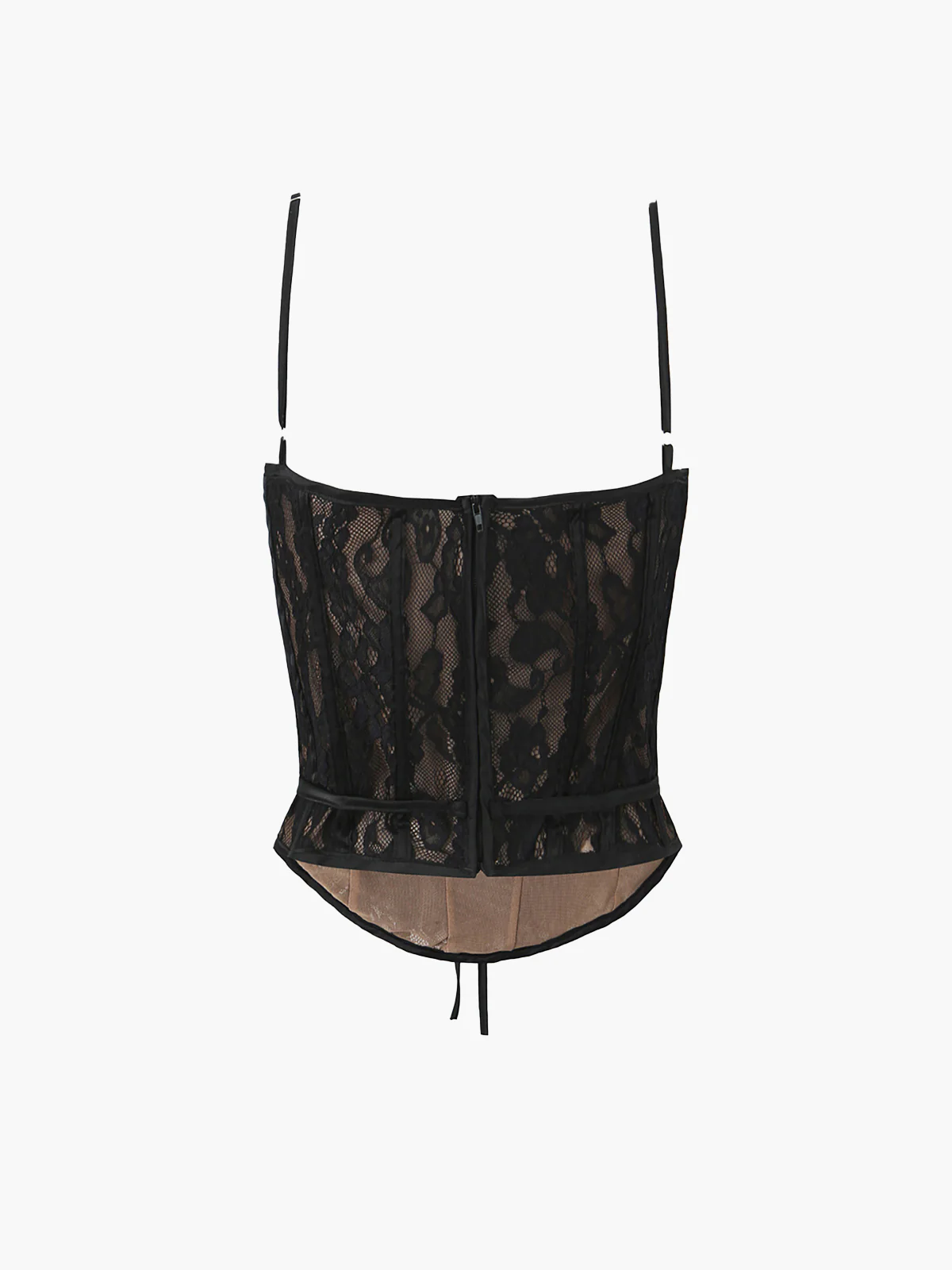 Semi-Sheer Sweetheart Neck Lace Tie Top - Image 6
