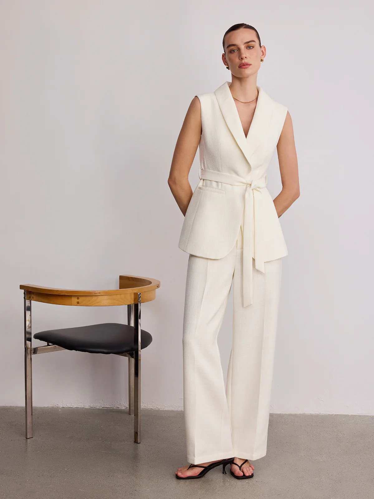 Tailored Lapel Belted Vest - Image 4