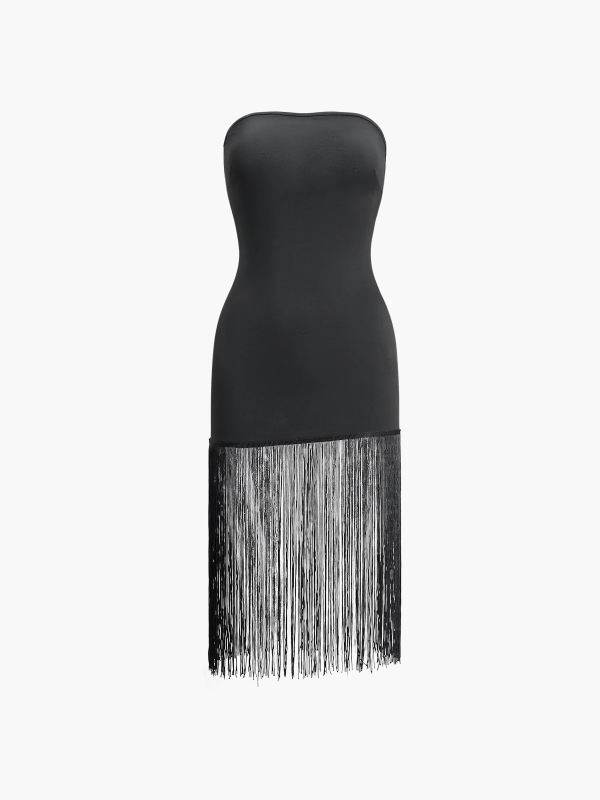 Tassel Patchwork Split Midi Dress - Image 4
