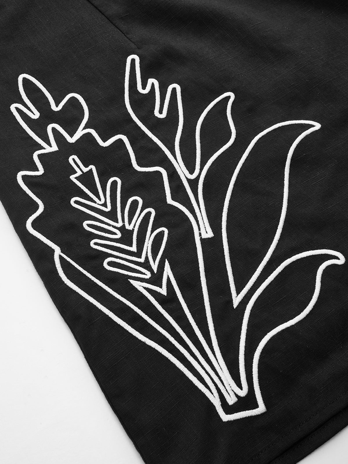 Tassel Tie Embroidered Linen Blend Mini Dress - Image 4