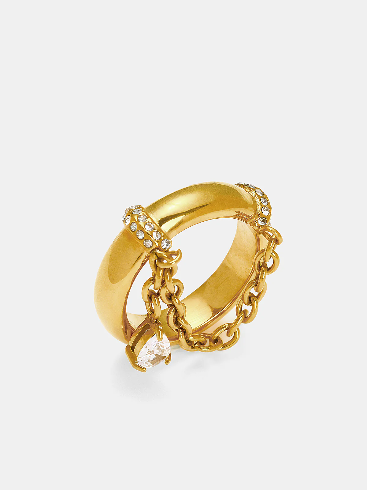 Teardrop Chain Charm Ring - Image 2