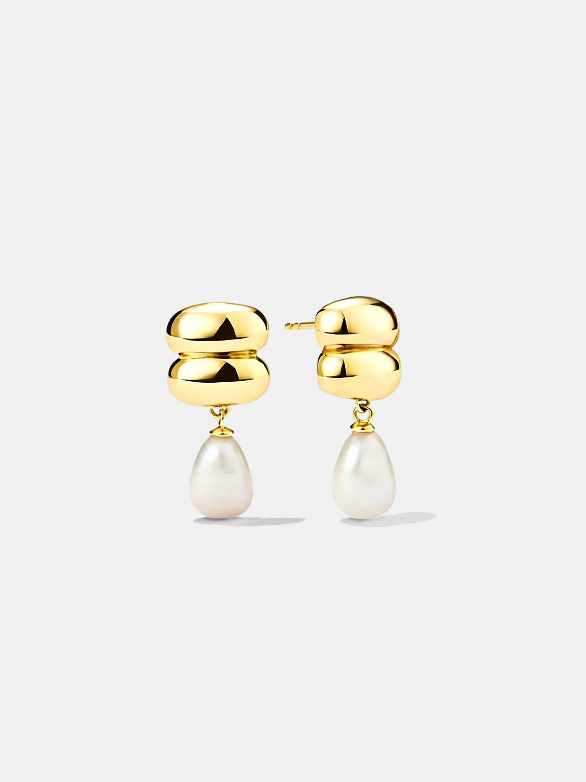 Teardrop Pearl Double-Dome Drop Earrings