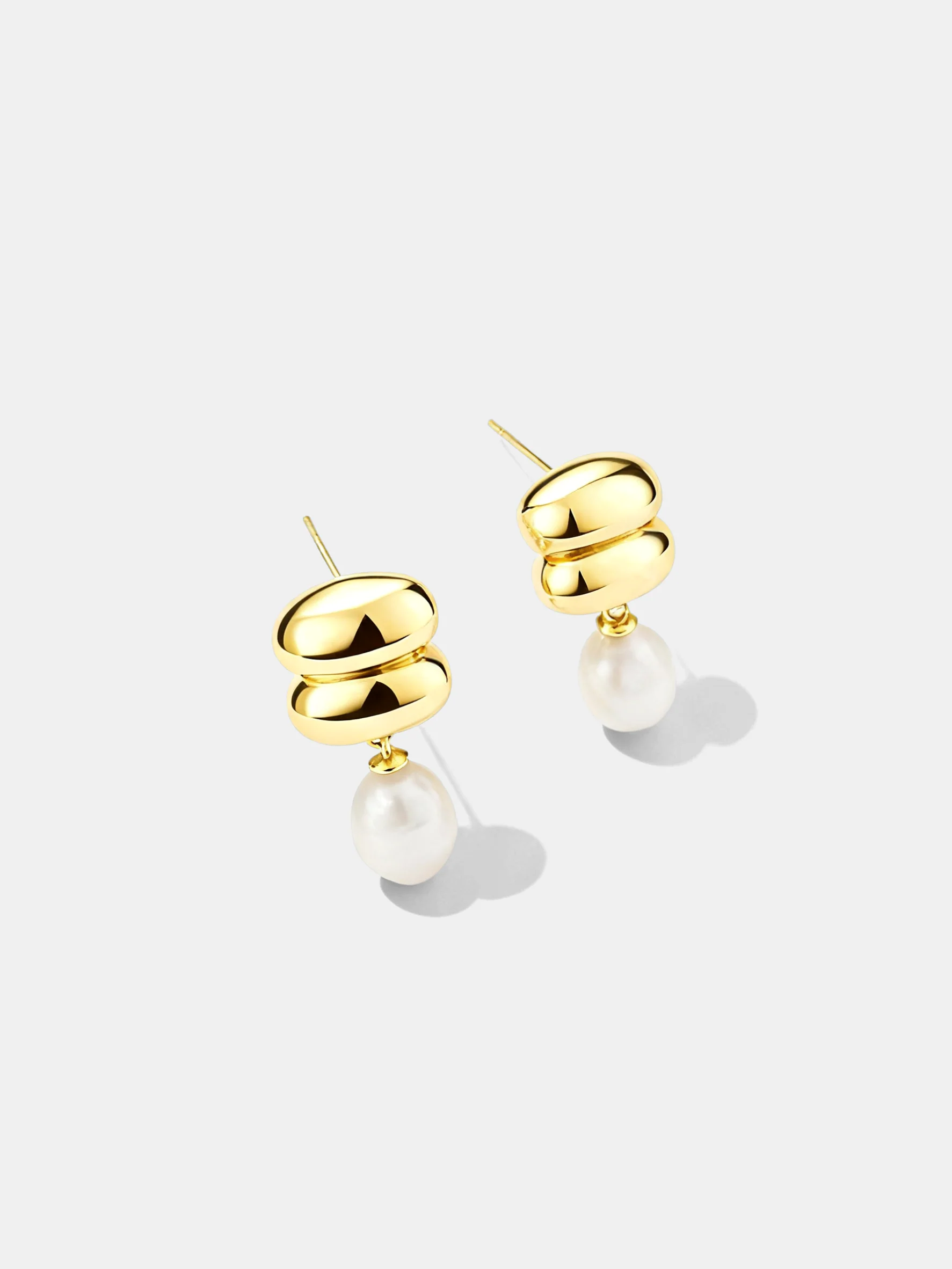 Teardrop Pearl Double-Dome Drop Earrings - Image 3