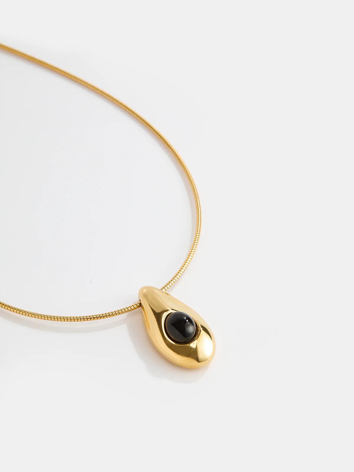 Teardrop Pendant Snake Chain Necklace - Image 2