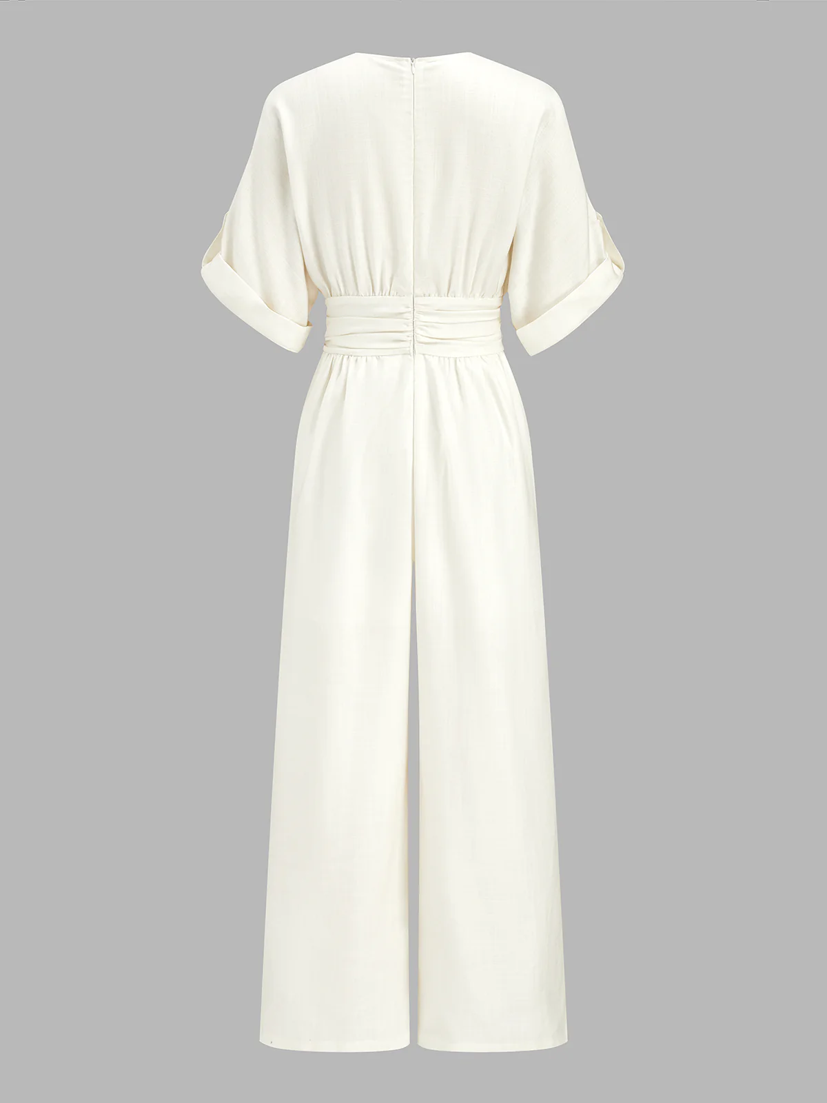 Tencel Blend Ruched Waist Wide Leg Jumpsuit - Image 3