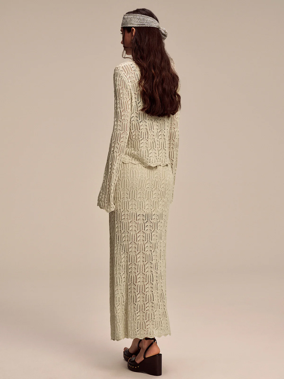 Tencel Flared Sleeve Knit Skirt Set - Image 6