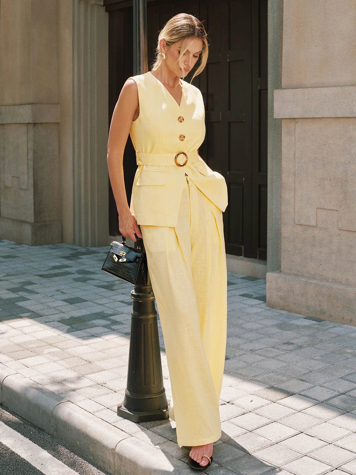 Tencel Linen Blend Belted Vest - Image 7