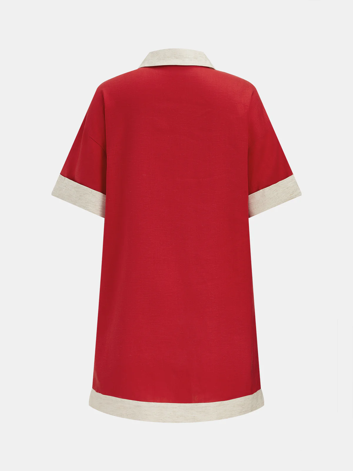 Tencel Linen Blend Contrast Trim Shift Dress - Image 3