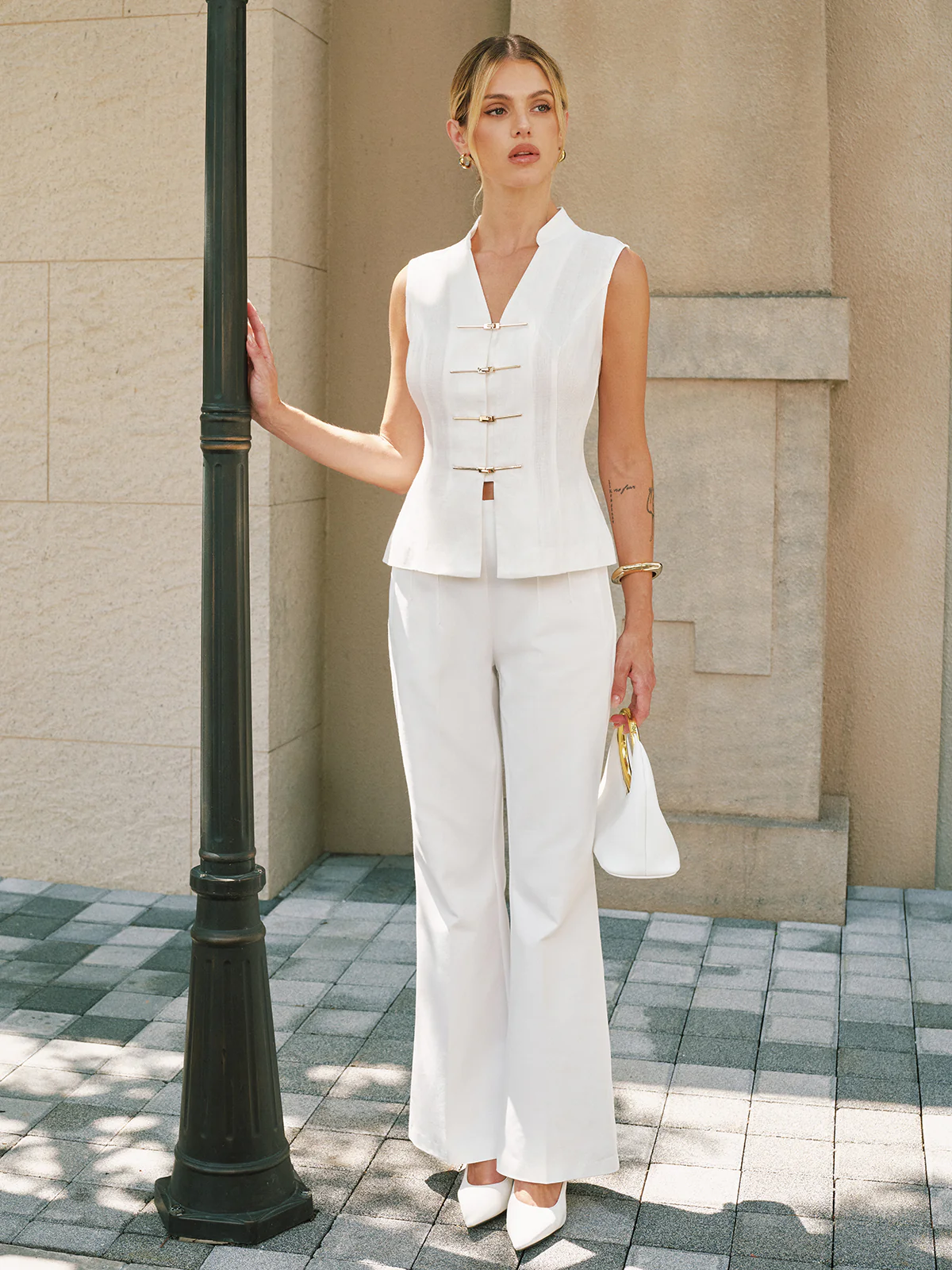 Tencel Linen Blend Stand Collar Vest - Image 4