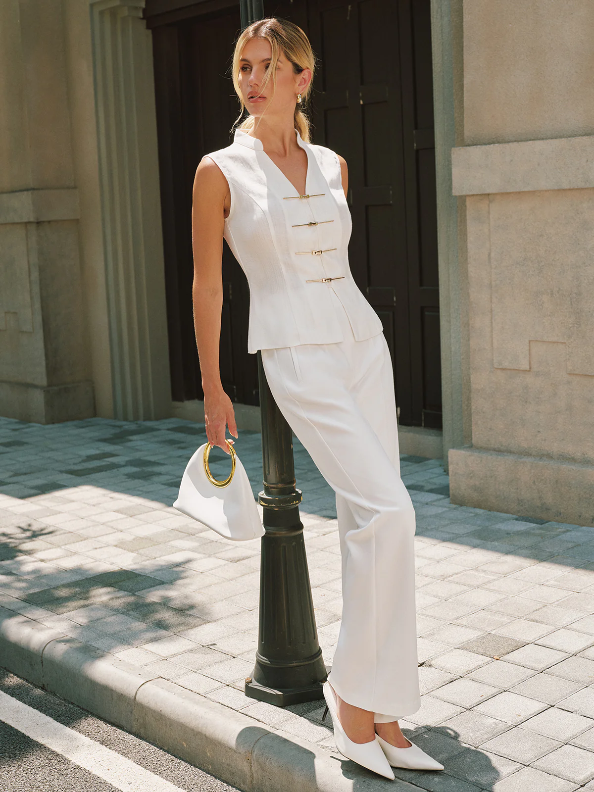 Tencel Linen Blend Stand Collar Vest - Image 7